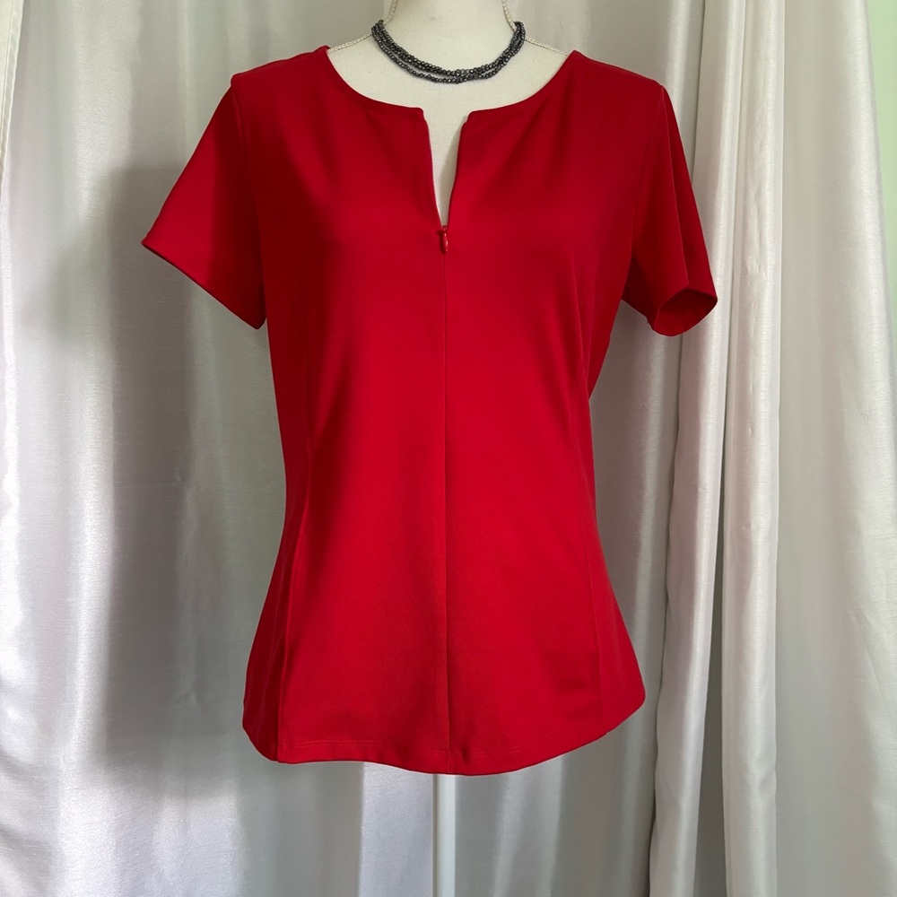 Susan Lucci 1/2 zip Red activewear top QVC
